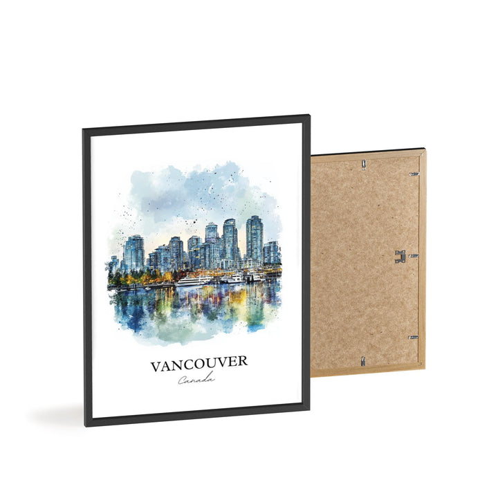 Vancouver Wall Art, Vancouver Skyline Print, British Columbia Watercolor, Vancouver Gift, Travel Print, Travel Poster, Housewarming Gift
