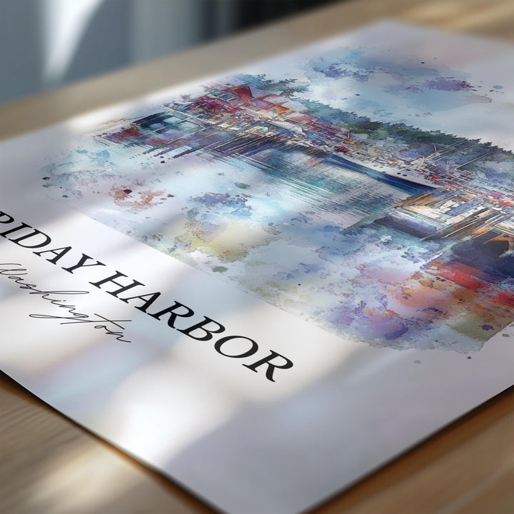Friday Harbor Wall Art, San Juan Island Print, Washington St Artwork, Friday Harbor WA Gift, Travel Print, Travel Poster, Housewarming Gift