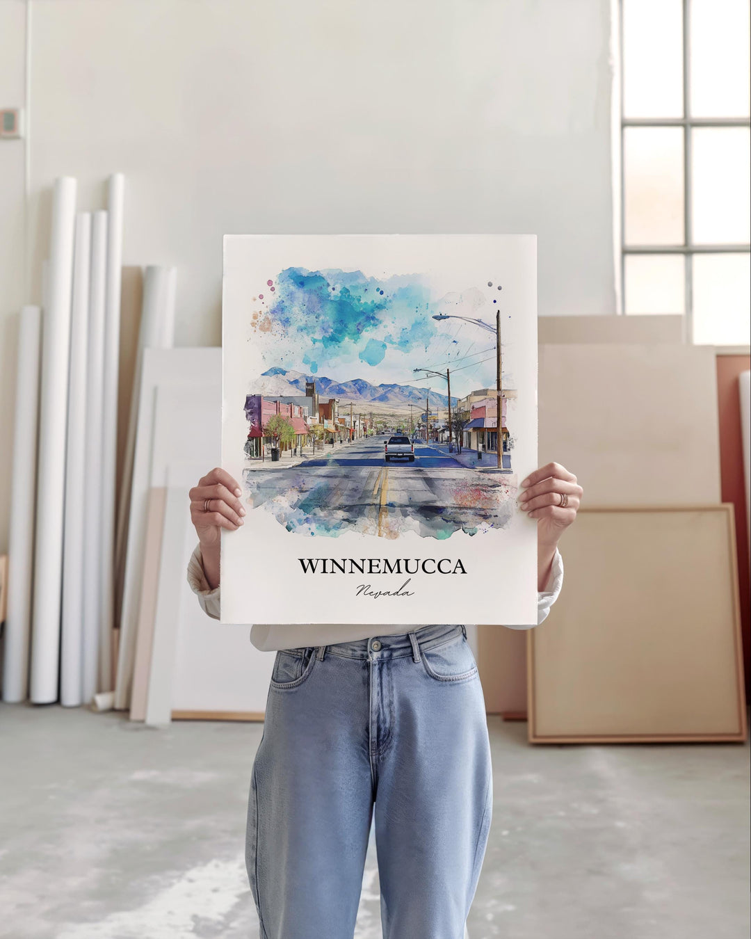 Winnemucca NV Wall Art, Humboldt County NV Print, Nevada Watercolor Art, Winnemucca Gift, Travel Print, Travel Poster, Housewarming Gift