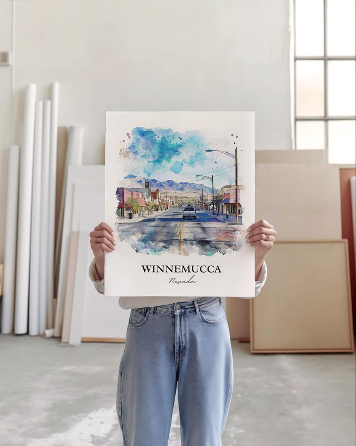 Winnemucca NV Wall Art, Humboldt County NV Print, Nevada Watercolor Art, Winnemucca Gift, Travel Print, Travel Poster, Housewarming Gift