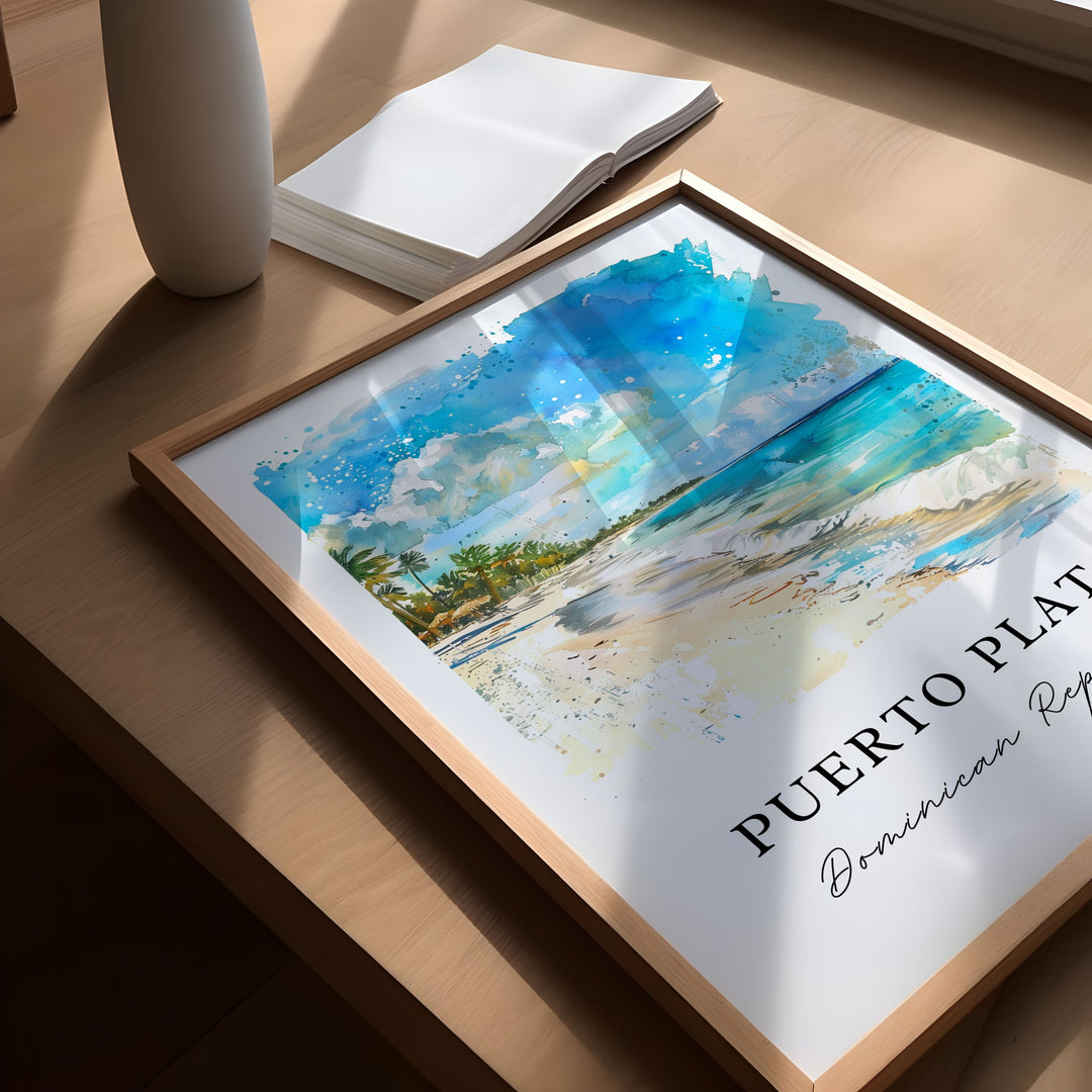 Puerto Plata Wall Art, Puerto Plata DR Print, Puerto Plata Watercolor, Puerto Plata Gift,