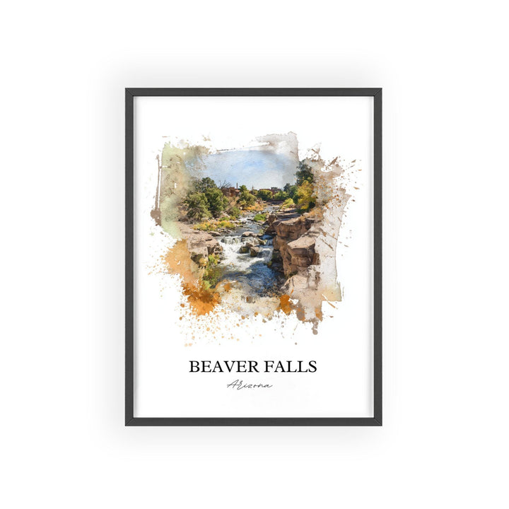 Beaver Falls Wall Art, Supai Print, Arizona Watercolor Art, Beaver Falls AZ Gift, Travel Print, Travel Poster, Housewarming Gift