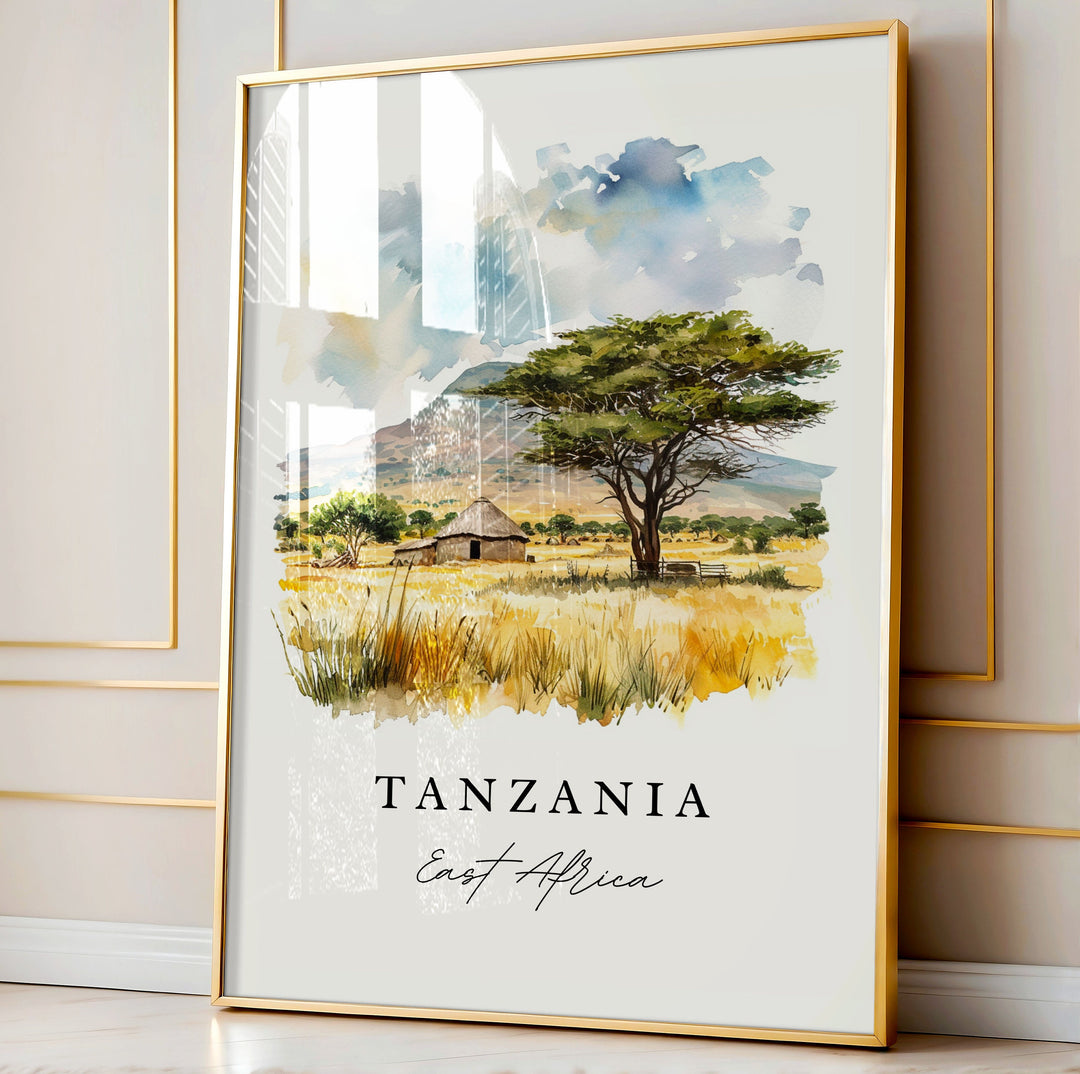 Tanzania wall art - East Africa, Tanzania print, Tanzania Wedding gift, Tanzania Birthday present, Custom Text, Perfect Gift