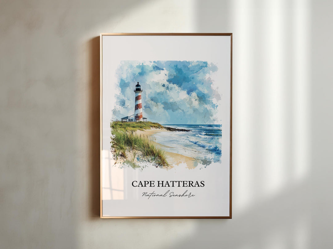 Cape Hatteras Wall Art, Hatteras Island Print, Cape Hatteras Watercolor, Cape Hatteras Gift, Travel Print, Travel Poster, Housewarming Gift
