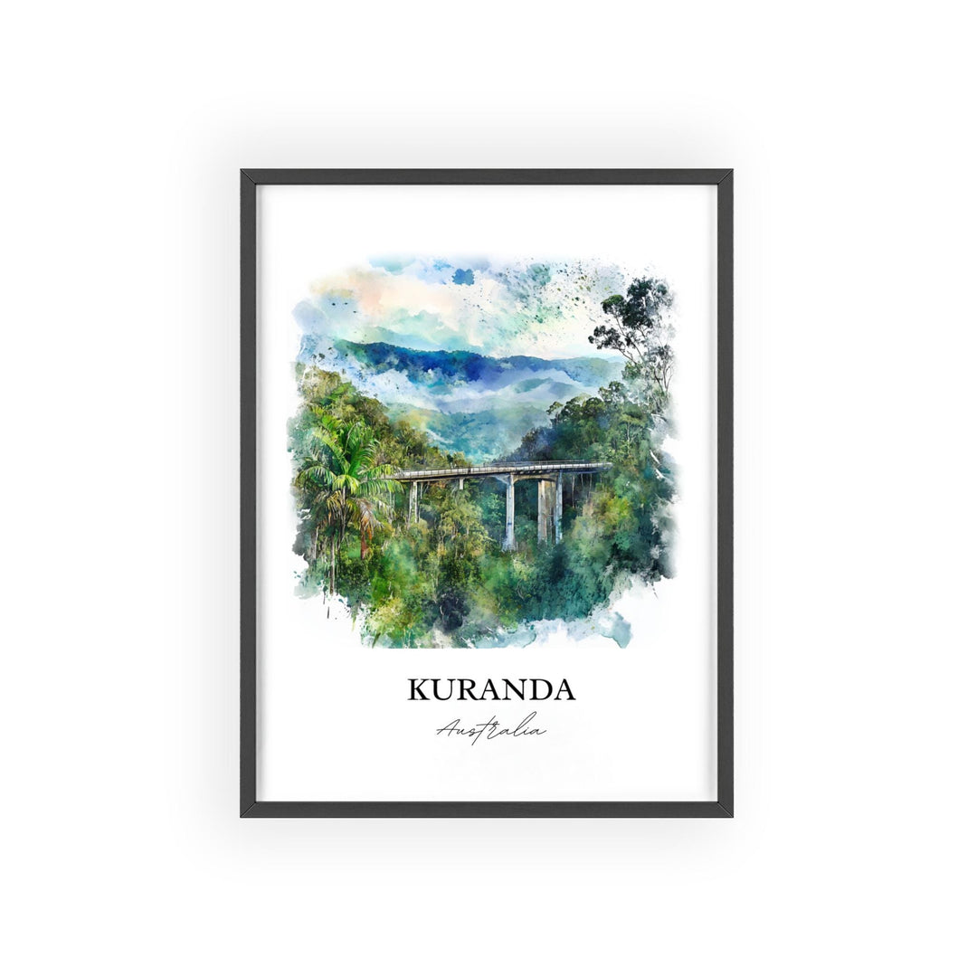 Kuranda Wall Art, Cairns Print, Queensland Watercolor Art, Kuranda Gift, Travel Print, Travel Poster, Housewarming Gift