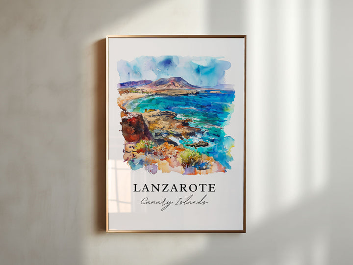 Lanzarote Wall Art, Canary Islands Print, Lanzarote Watercolor Art, Lanzarote Spain Gift,