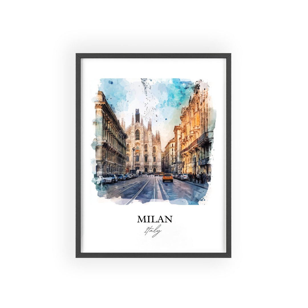 Milan Wall Art, Milan Italia Print, Italy Watercolor Art, Milan Italy Gift, Travel Print, Travel Poster, Housewarming Gift