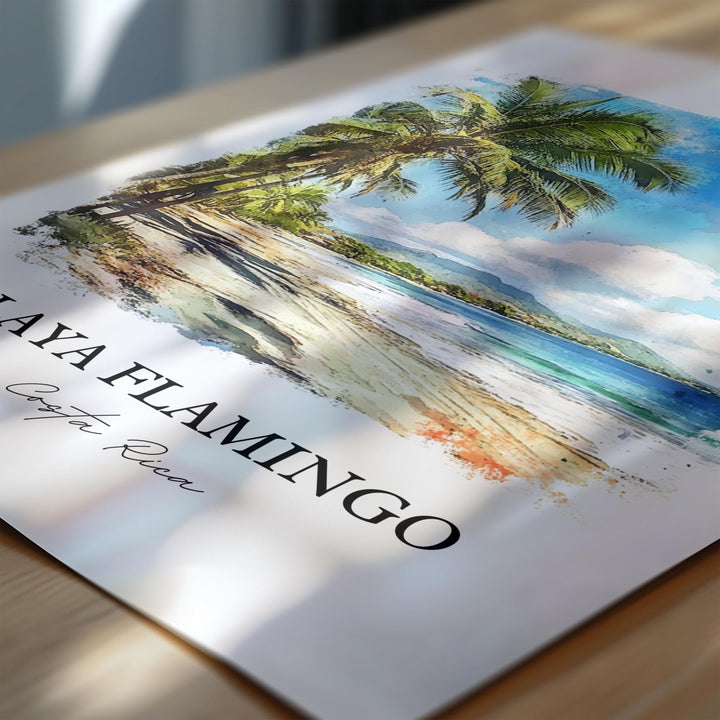 Playa Flamingo Wall Art, Flamingo Beach Print, Costa Rica Watercolor, Playa Flamingo Gift, Travel Print, Travel Poster, Housewarming Gift