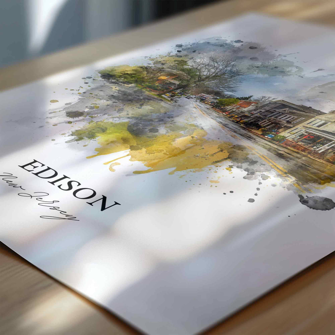Edison, New Jersey, USA – Watercolor Art Print