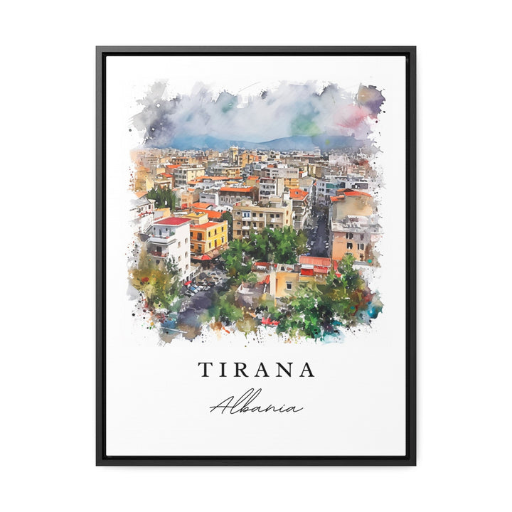 Tirana watercolor travel art - Albania, Tirana print, Wedding gift, Birthday present, Custom Text, Perfect Gift