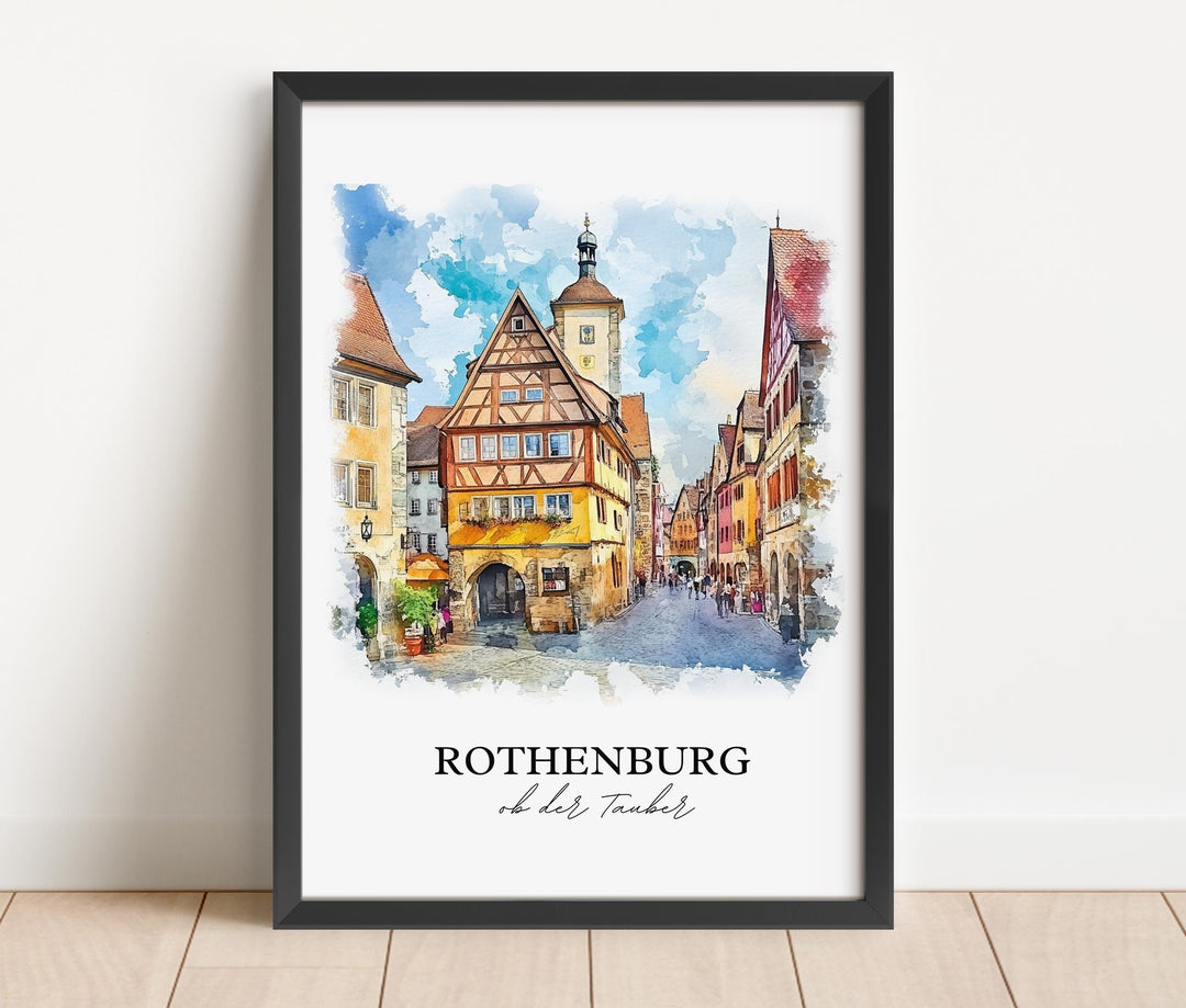 Rothenburg ob der Tauber Art, Bavaria Print, Germany Watercolor Art, Bavaria Region Gift, Travel Print, Travel Poster, Housewarming Gift