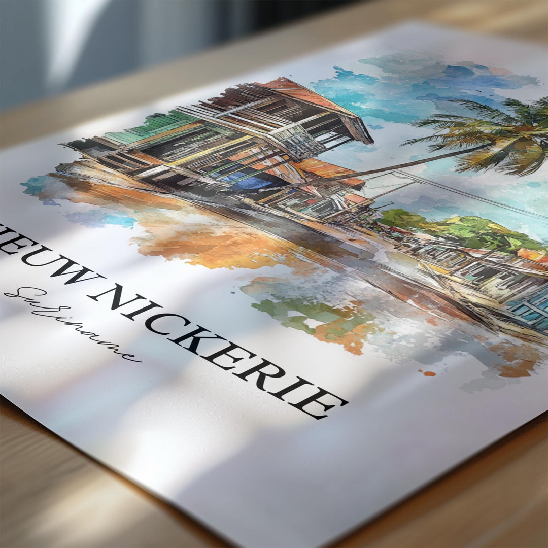 Nieuw Nickerie Wall Art, Suriname Print, Suriname Watercolor Art, Nieuw Nickerie Gift, Travel Print, Travel Poster, Housewarming Gift