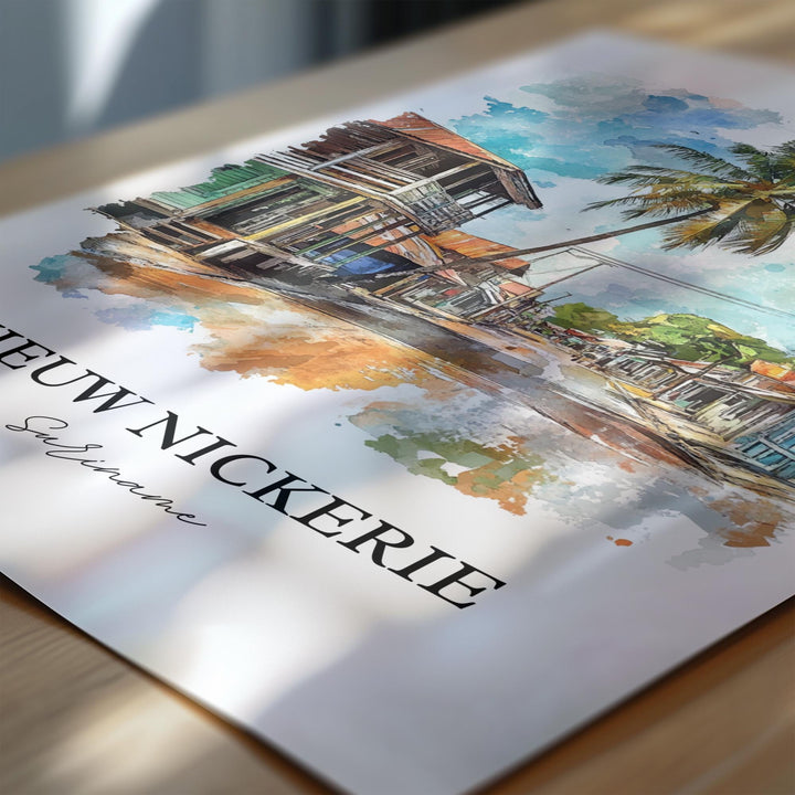 Nieuw Nickerie Wall Art, Suriname Print, Suriname Watercolor Art, Nieuw Nickerie Gift, Travel Print, Travel Poster, Housewarming Gift