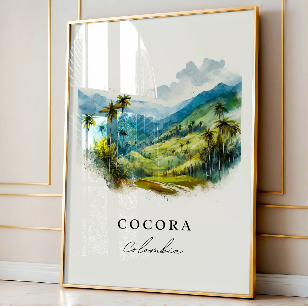 Cocora wall art - Colombia, Cocora poster print, Cocora Colombia Wedding gift, Birthday present, Custom Text, Perfect Gift