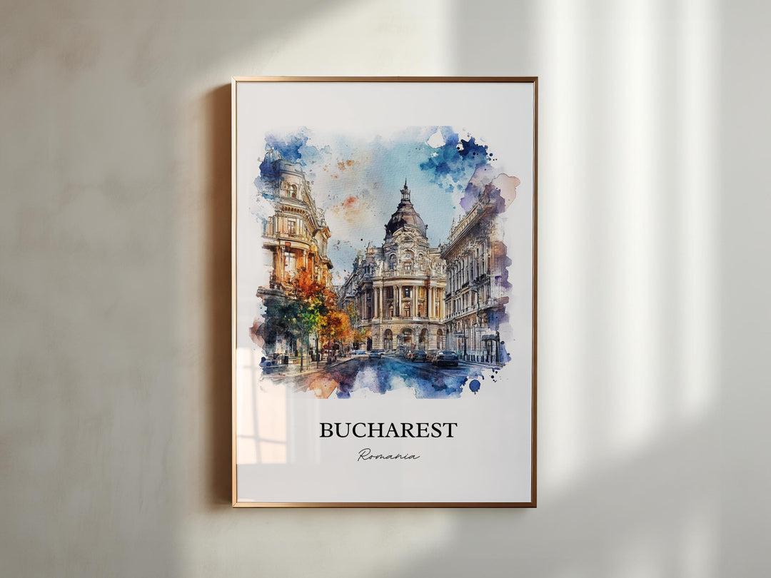 Bucharest Wall Art, Bucharest Print, Romania Watercolor Art, Bucharest Romania Gift, Travel Print, Travel Poster, Housewarming Gift