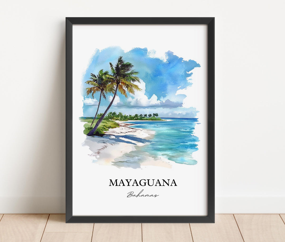 Mayaguana Wall Art, Mayaguana Bahamas Print, Bahamas Watercolor Art, Mayaguana Gift, Travel Print, Travel Poster, Housewarming Gift