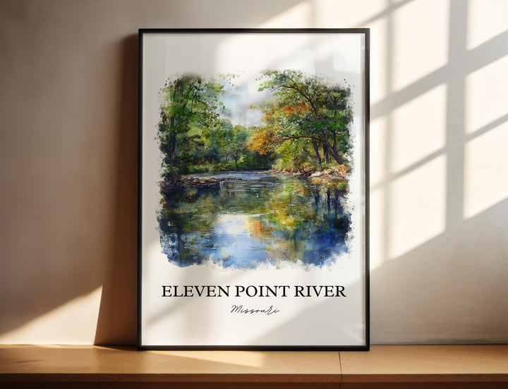 Eleven Point River Art, Ozarks Print, Ozarks Watercolor Art, Eleven Point River Gift, Travel Print, Travel Poster, Housewarming Gift
