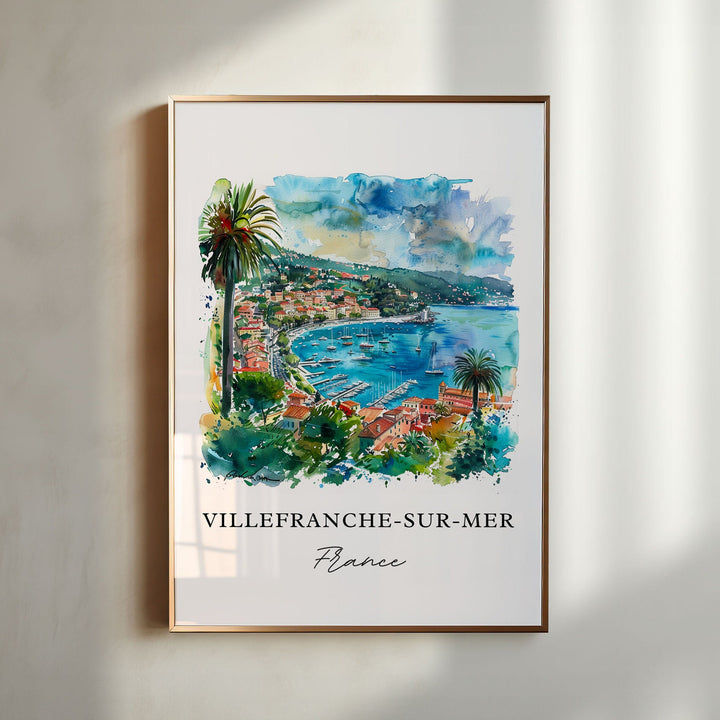 Villefranche-sur-Mer Art, French Rivieria Print, France Watercolor, Villefranche-sur-Mer Gift, Travel Print, South of France Travel Poster