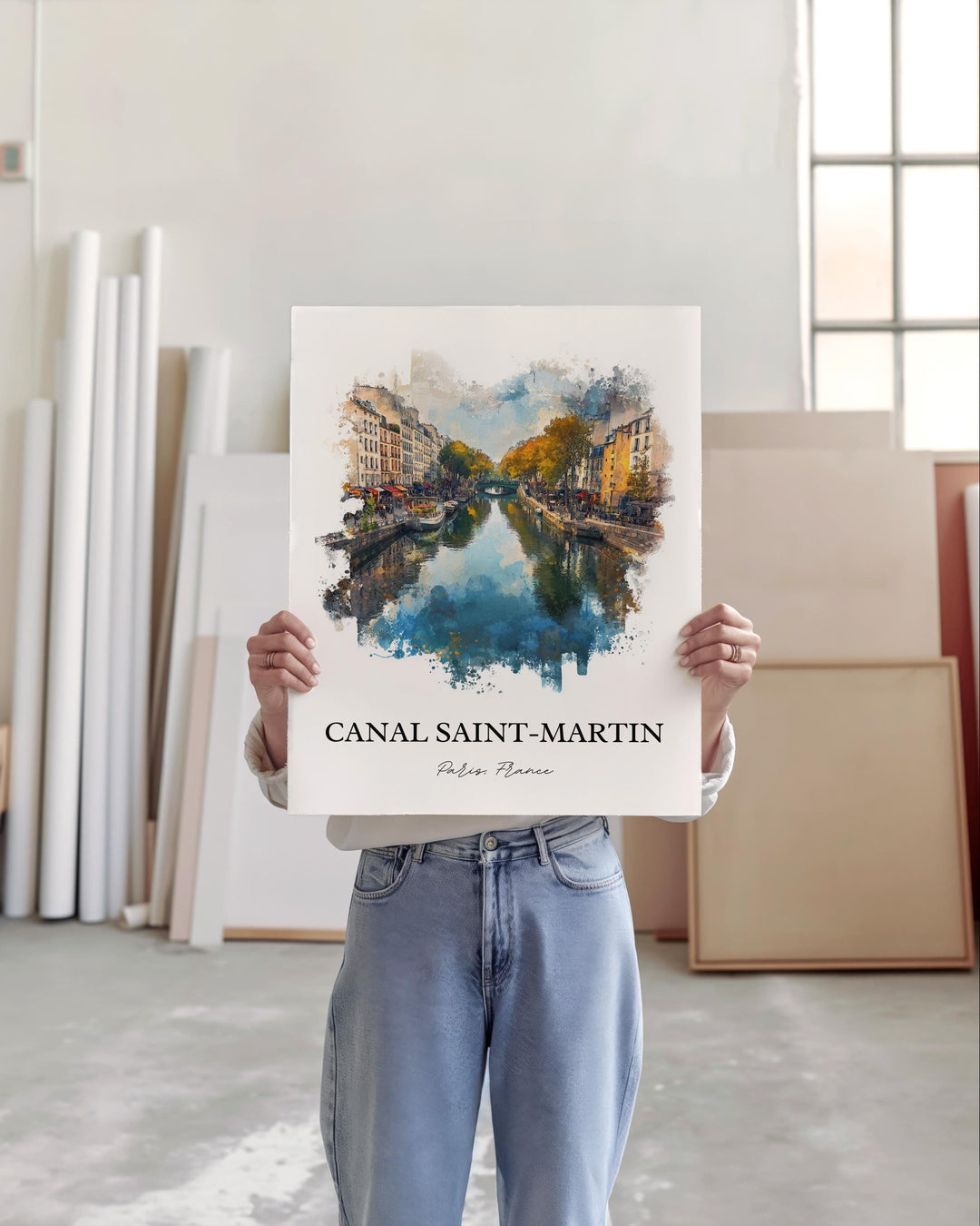 Canal Saint-Martin, France – Watercolor Art Print