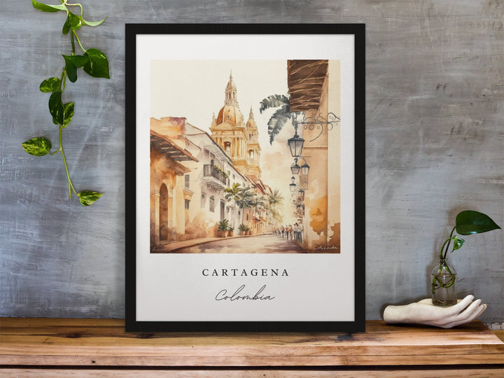 Cartagena traditional travel art - Colombia, Cartagena poster, Wedding gift, Birthday present, Custom Text, Personalised Gift