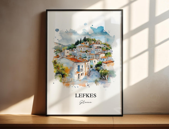 Lefkés Greece Wall Art, Paros Print, Paros Greece Watercolor Art, Lefkes Greece Gift, Travel Print, Travel Poster, Housewarming Gift