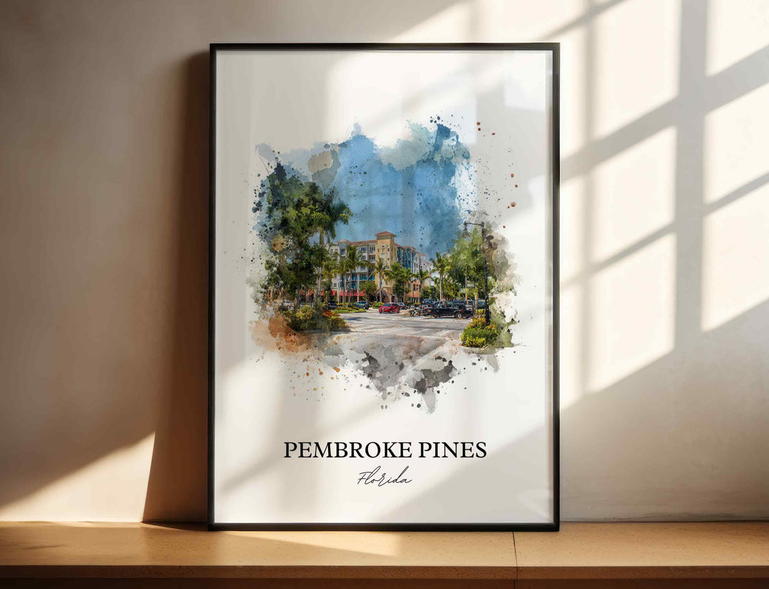 Pembroke Pines, Florida – Watercolor Art Print