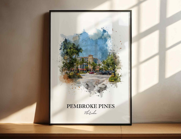 Pembroke Pines, Florida – Watercolor Art Print