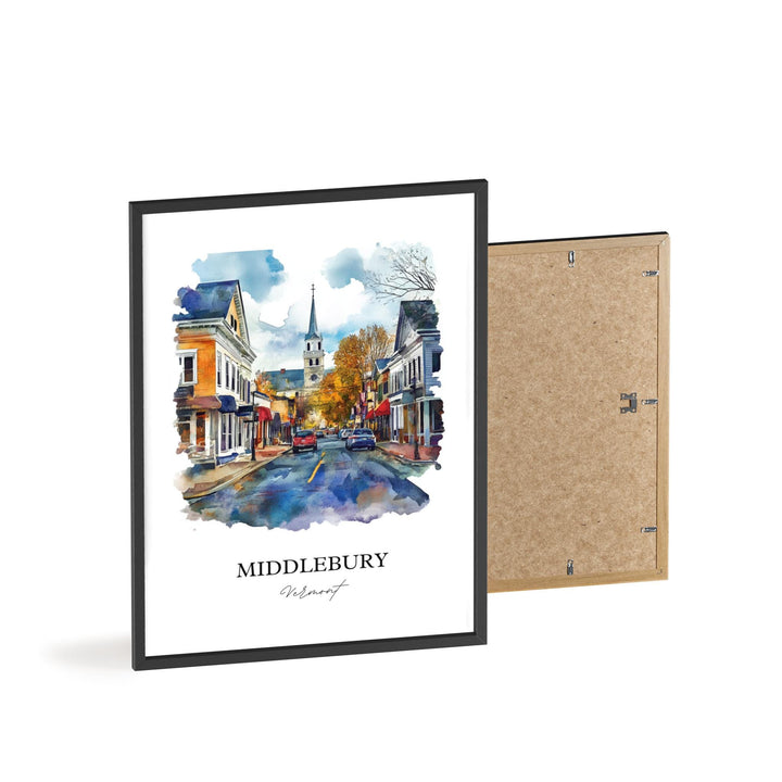 Middlebury VT Wall Art, Addison County Print, Vermont Watercolor Art, Middlebury Gift, Travel Print, Travel Poster, Housewarming Gift