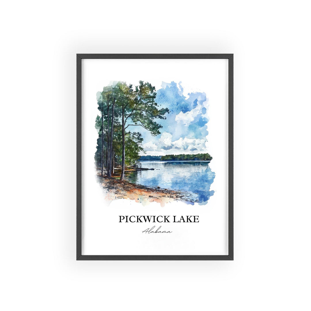 Pickwick Lake Wall Art, Alabama Print, Alabama Watercolor Art, Pickwick Lake AL Gift, Travel Print, Travel Poster, Housewarming Gift