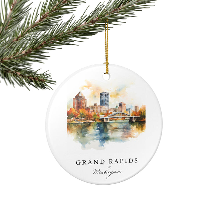 Grand Rapids MI Ornament: Unique Grand Rapids Souvenir, Grand Rapids Xmas Decor, and Authentic Grand Rapids Michigan Gift