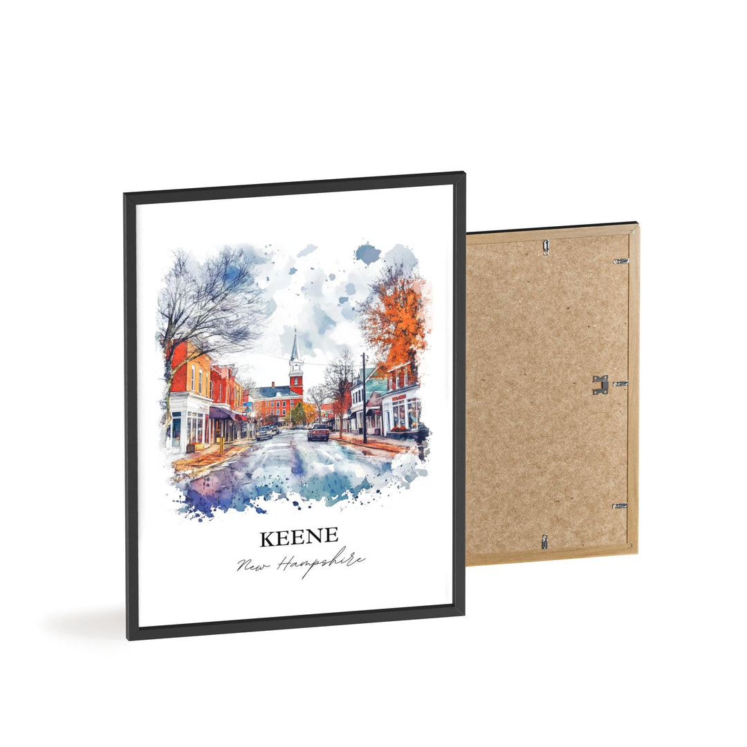 Keene NH Wall Art, Keene Print, New Hampshire Watercolor Art, Keene NH Gift, Travel Print, Travel Poster, Housewarming Gift