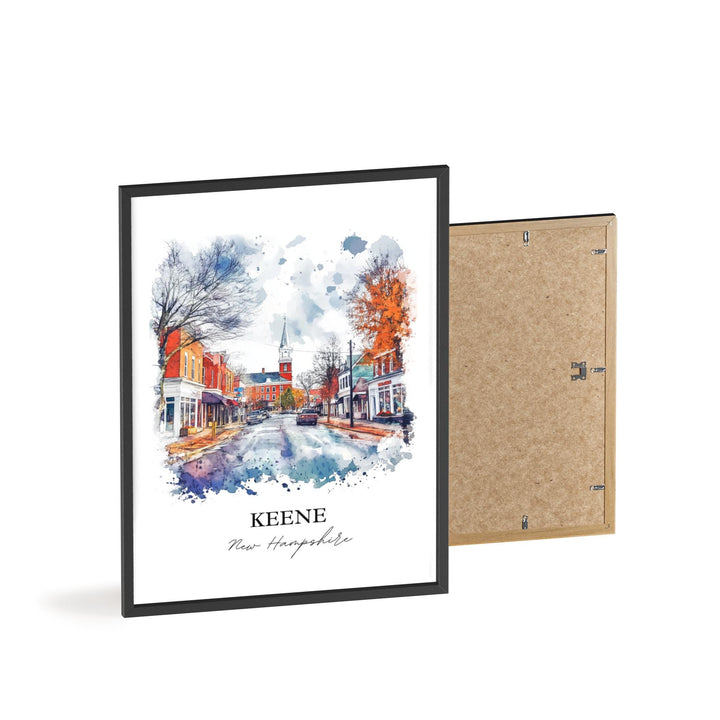 Keene NH Wall Art, Keene Print, New Hampshire Watercolor Art, Keene NH Gift, Travel Print, Travel Poster, Housewarming Gift