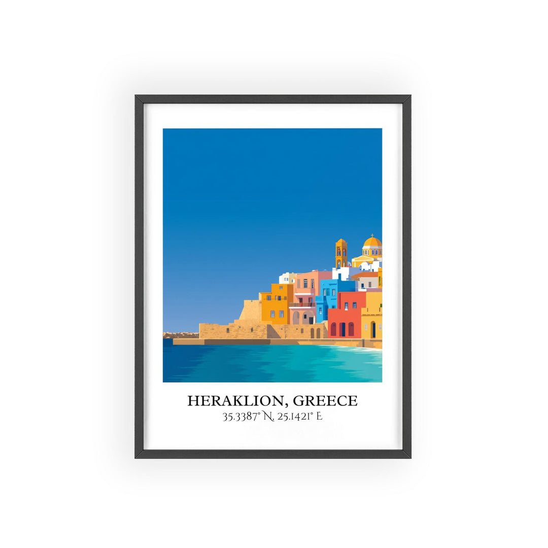 Heraklion Art, Heraklion Greece Retro Travel Art, Greece Home Decor, Greece Gift, Heraklion Travel Art, Travel Prints, Housewarming Gift
