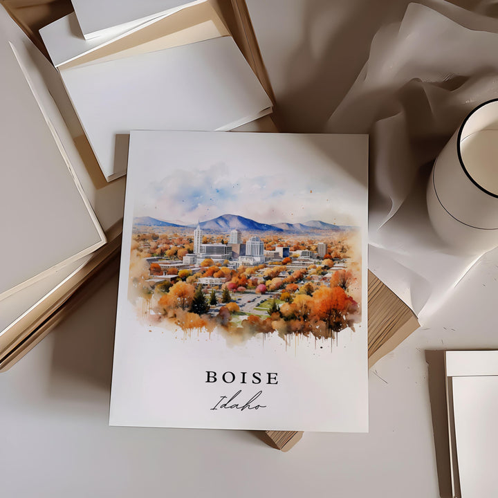 Boise Idaho wall art - Idaho, Boise poster, Boise Wedding gift, Boise ID skyline Birthday present, Custom Text, Personalized Gift