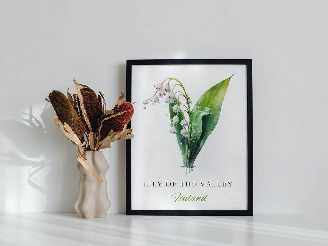 Lily of the Valley Serenity: Beautiful Watercolor Art of Finland's National Flower, Finnish Flower Watercolor Painting