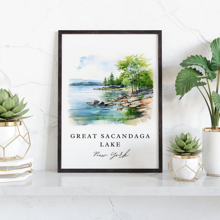 Sacandaga Lake wall art - New York, Sacandaga Lake poster, Sacandaga Wedding gift, Birthday present, Custom Text, Personalized Gift