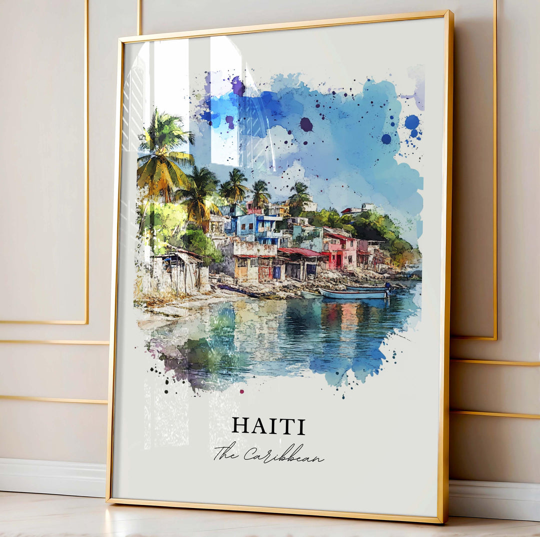 Haiti Wall Art, Haiti The Caribbean Print, Haiti Watercolor Art, Haiti Gift,
