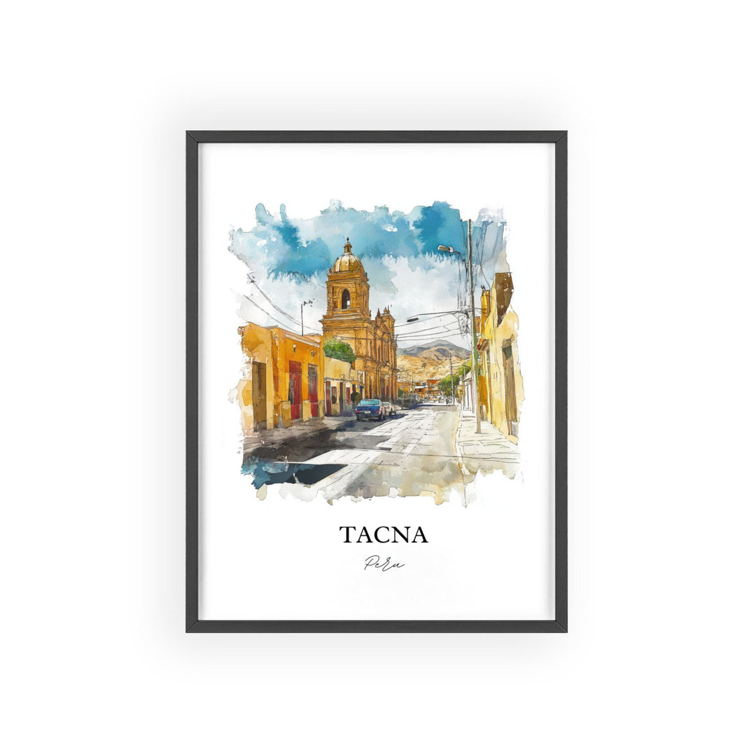 Tacna Peru Wall Art, San Pedro de Tacna Print, Peru Watercolor Art, Tacna Gift, Travel Print, Travel Poster, Housewarming Gift