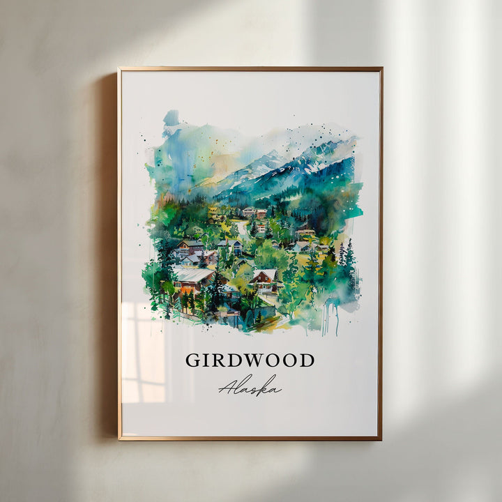 Girdwood Alaska Wall Art, Girdwood Print, Anchorage AK Watercolor, Girdwood Alaska Gift,