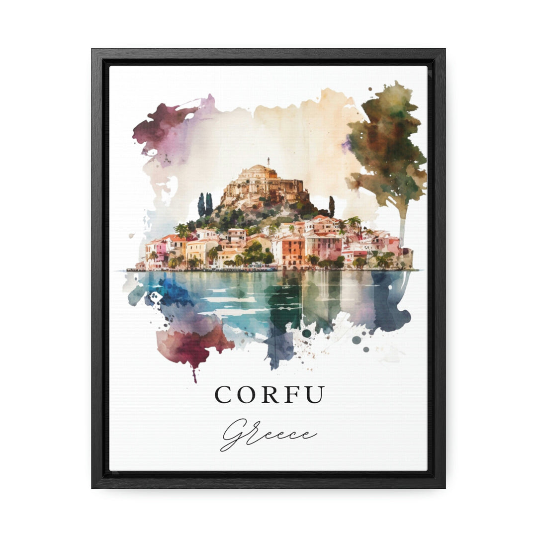 Corfu traditional travel art - Greece, Corfu poster, Wedding gift, Birthday present, Custom Text, Personalised Gift