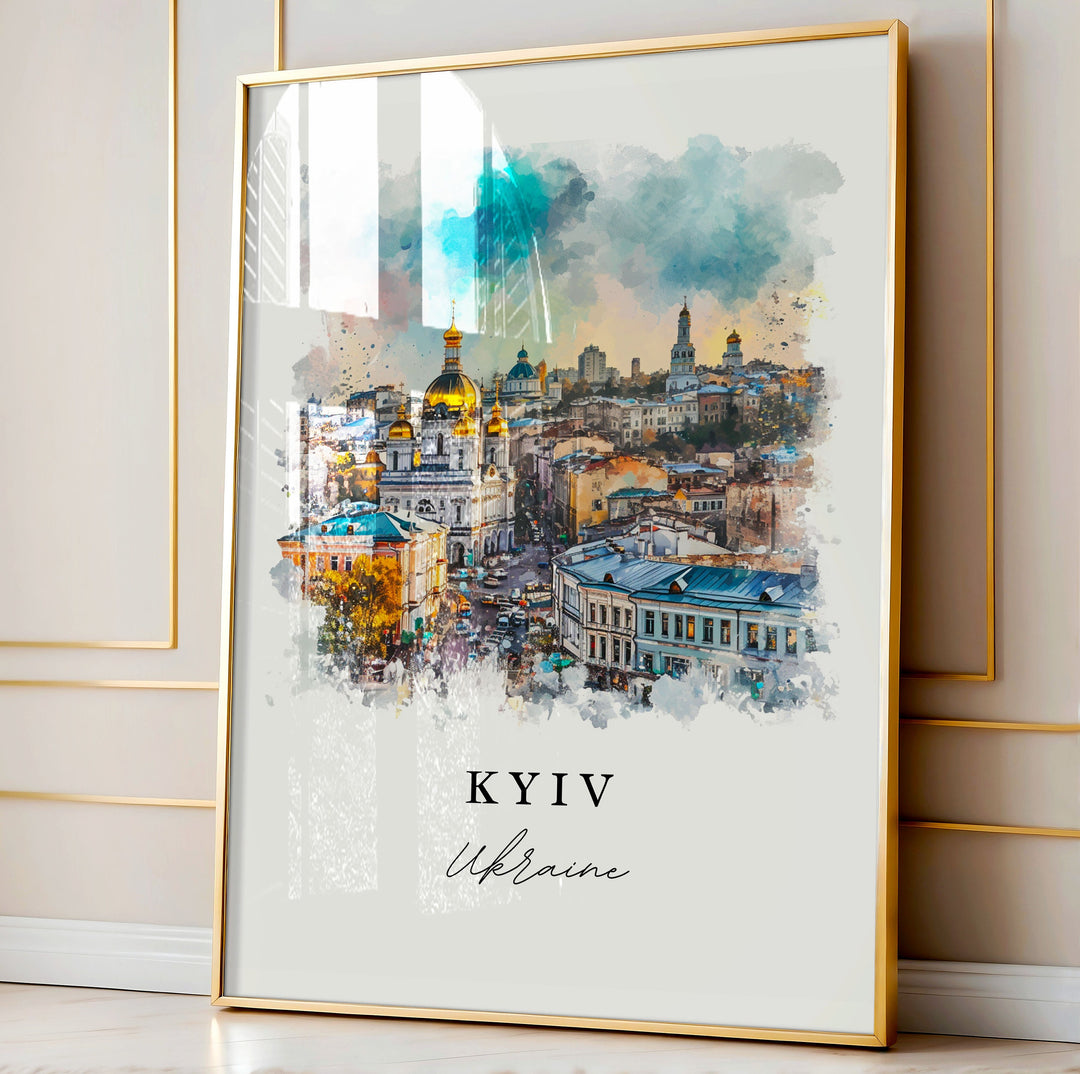 Kyiv Ukraine wall art - Kiev Ukraine, Kyiv print, Wedding gift, Kyiv Skyline Birthday present, Custom Text, Perfect Gift