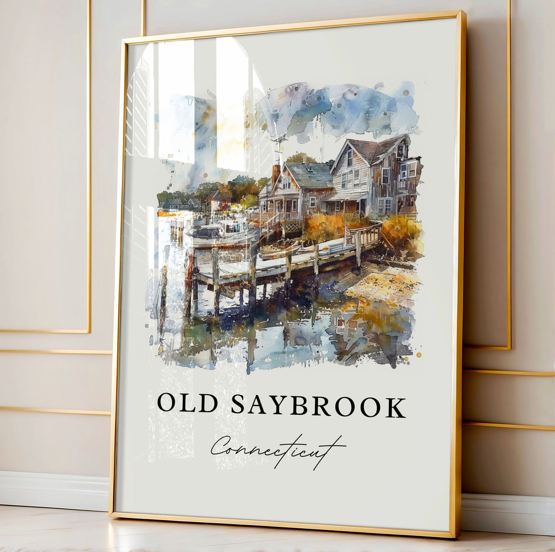 Old Saybrook CT Wall Art, Middlesex County Print, Old Saybrook Watercolor, Fenwick Gift, Travel Poster, Housewarming Gift