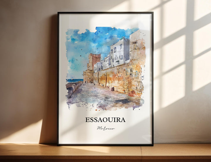Essaouira Wall Art, Essaouira Print, Morocco Watercolor Art, Essaouira Gift, Travel Print, Travel Poster, Housewarming Gift