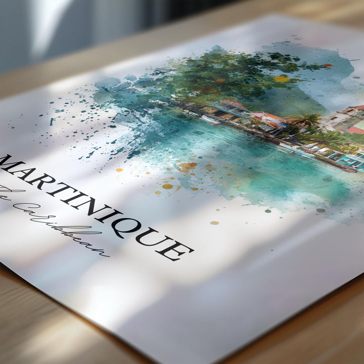 Martinique Wall Art, Martinique Print, Martinique Watercolor Art, Caribbean Islands Gift, Travel Print, Travel Poster, Housewarming Gift
