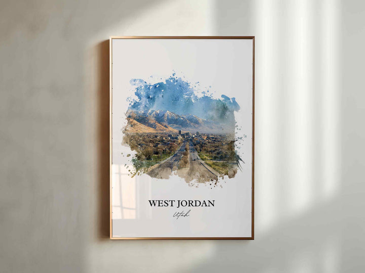 West Jordan Wall Art, Utah Print, West Jordan UT Watercolor Art, Salt Lake City Gift, Travel Print, Travel Poster, Housewarming Gift