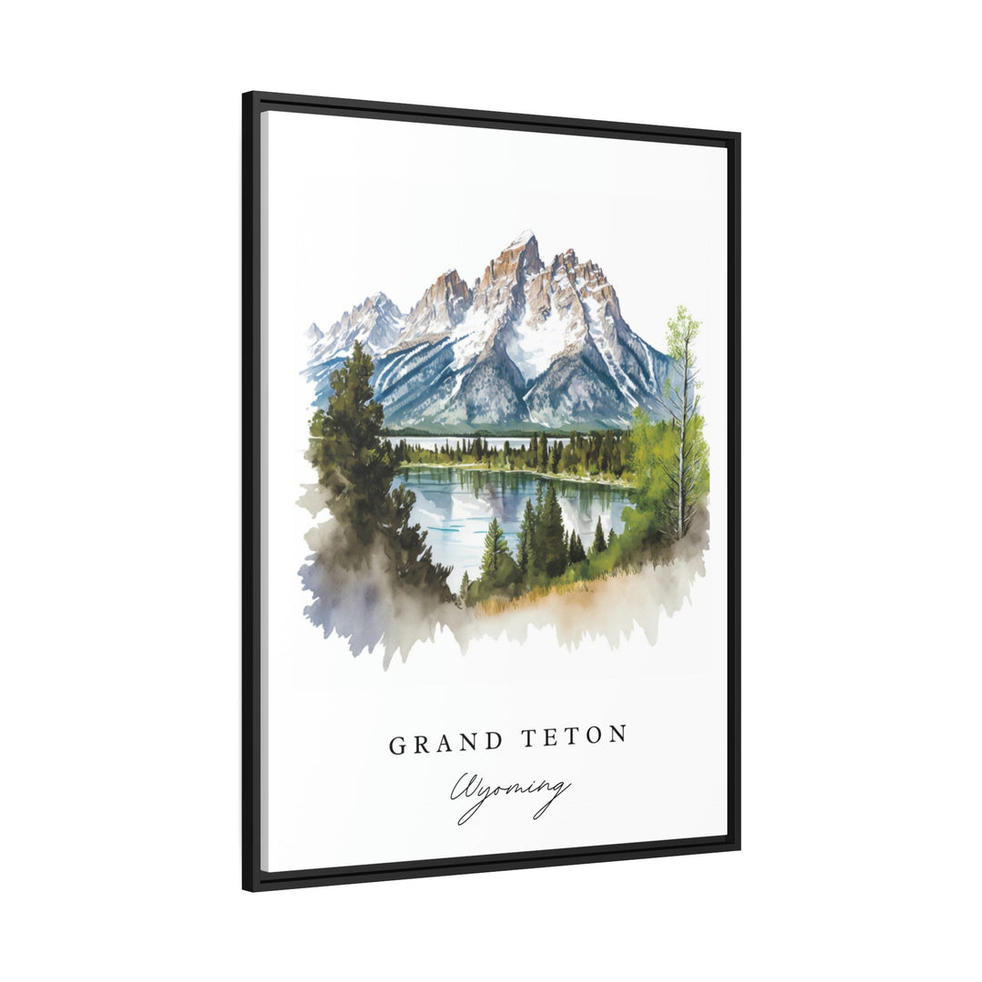 Tetons traditional travel art - Wyoming, The Tetons poster, Wedding gift, Birthday present, Custom Text, Personalised Gift