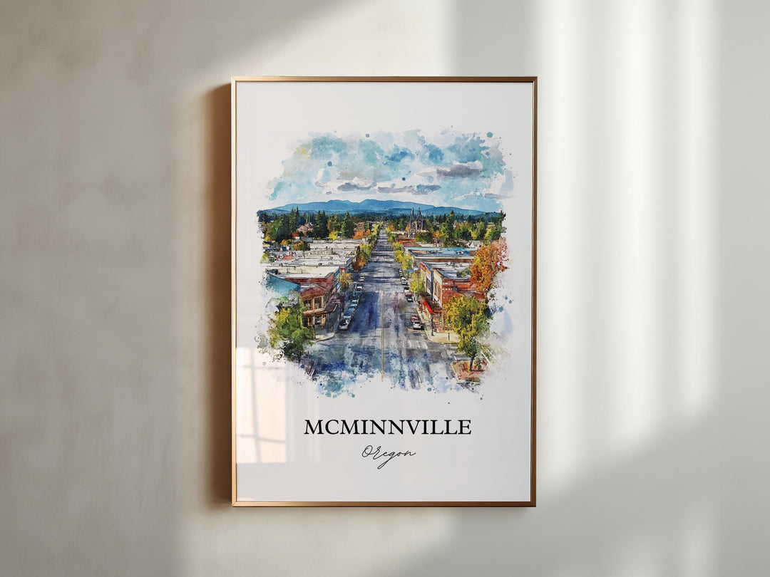 McMinnville, Oregon, USA – Watercolor Art Print