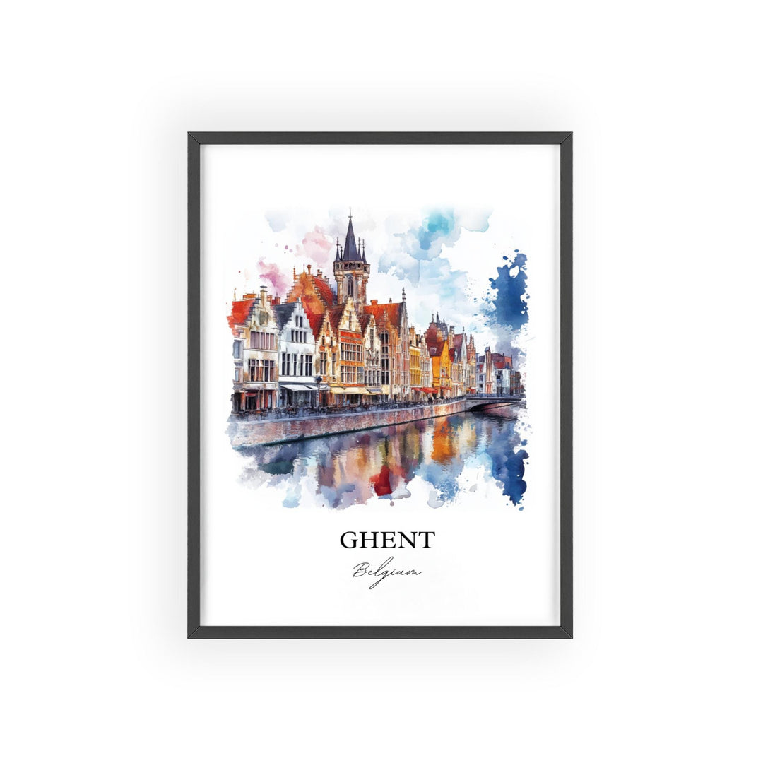 Ghent Wall Art, Ghent Belgium Print, Belgium Watercolor Art, Ghent Belgium Gift, Travel Print, Travel Poster, Housewarming Gift