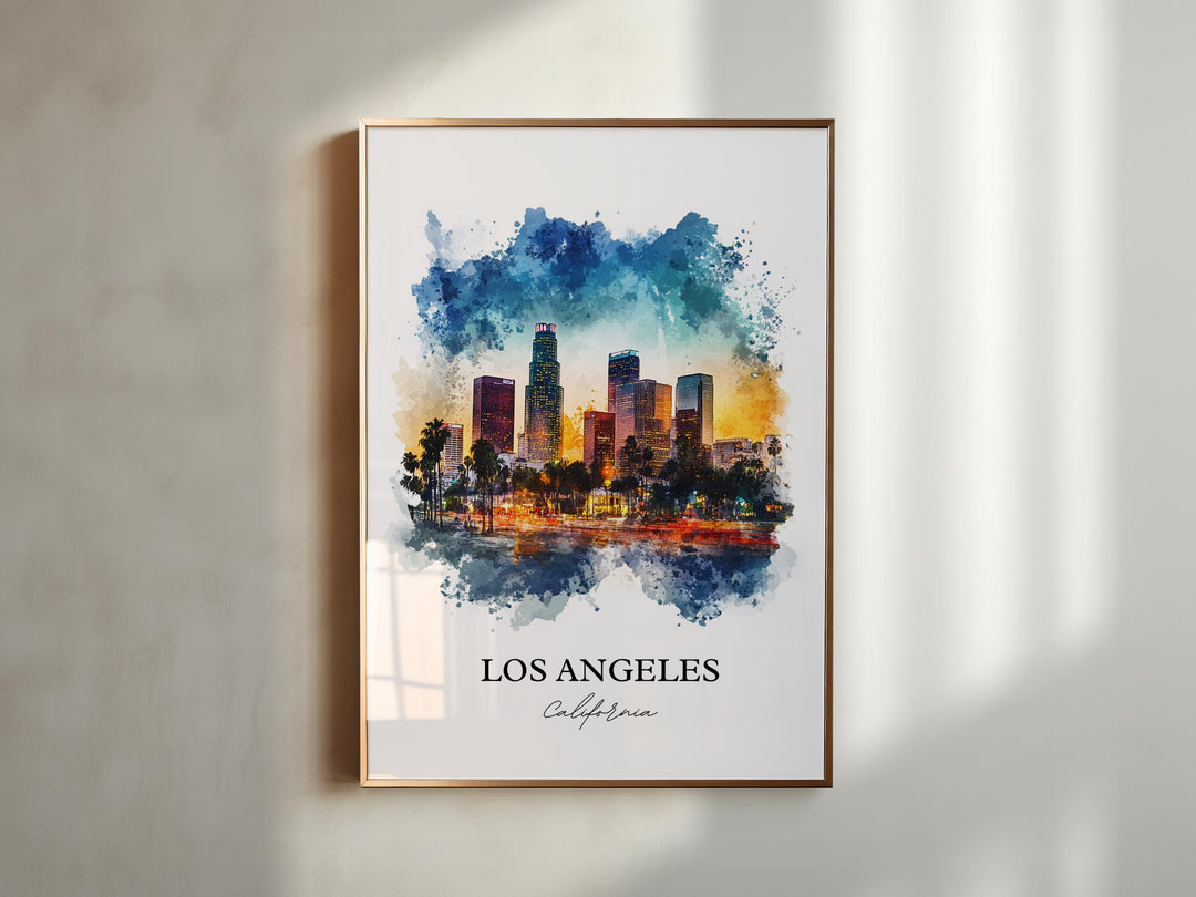 Los Angeles Wall Art, Los Angeles Print, Los Angeles Watercolor Art, LA Gift, Travel Print, Travel Poster, Housewarming Gift