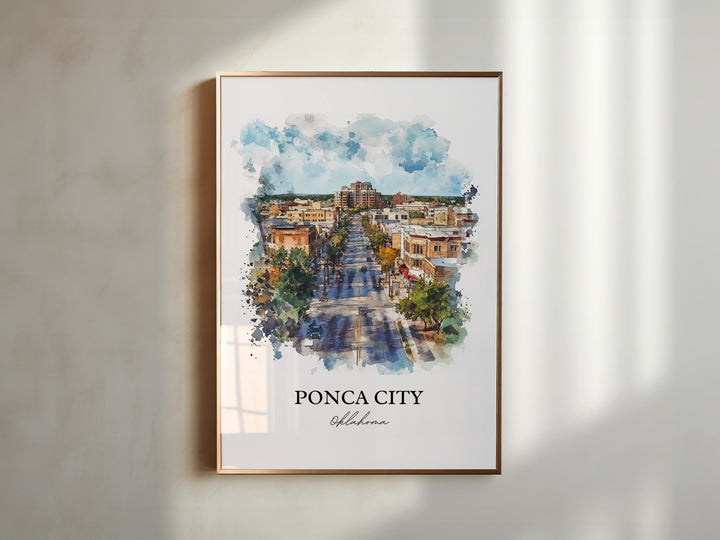 Ponca City OK Wall Art, Kay County Print, Oklahoma Watercolor Art, Ponca City OK Gift, Travel Print, Travel Poster, Housewarming Gift